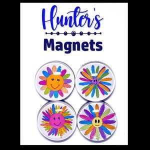 Set of 4 Magnets - Neon Flowers Glass Refrigerator Kitchen Whiteboard